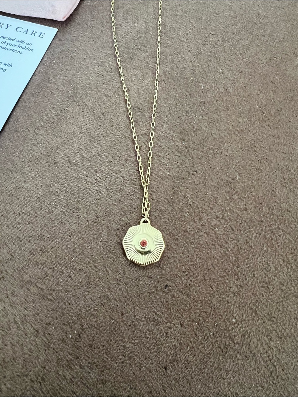 Gorjana Gold Floral Pendant Necklace with Pink Stone